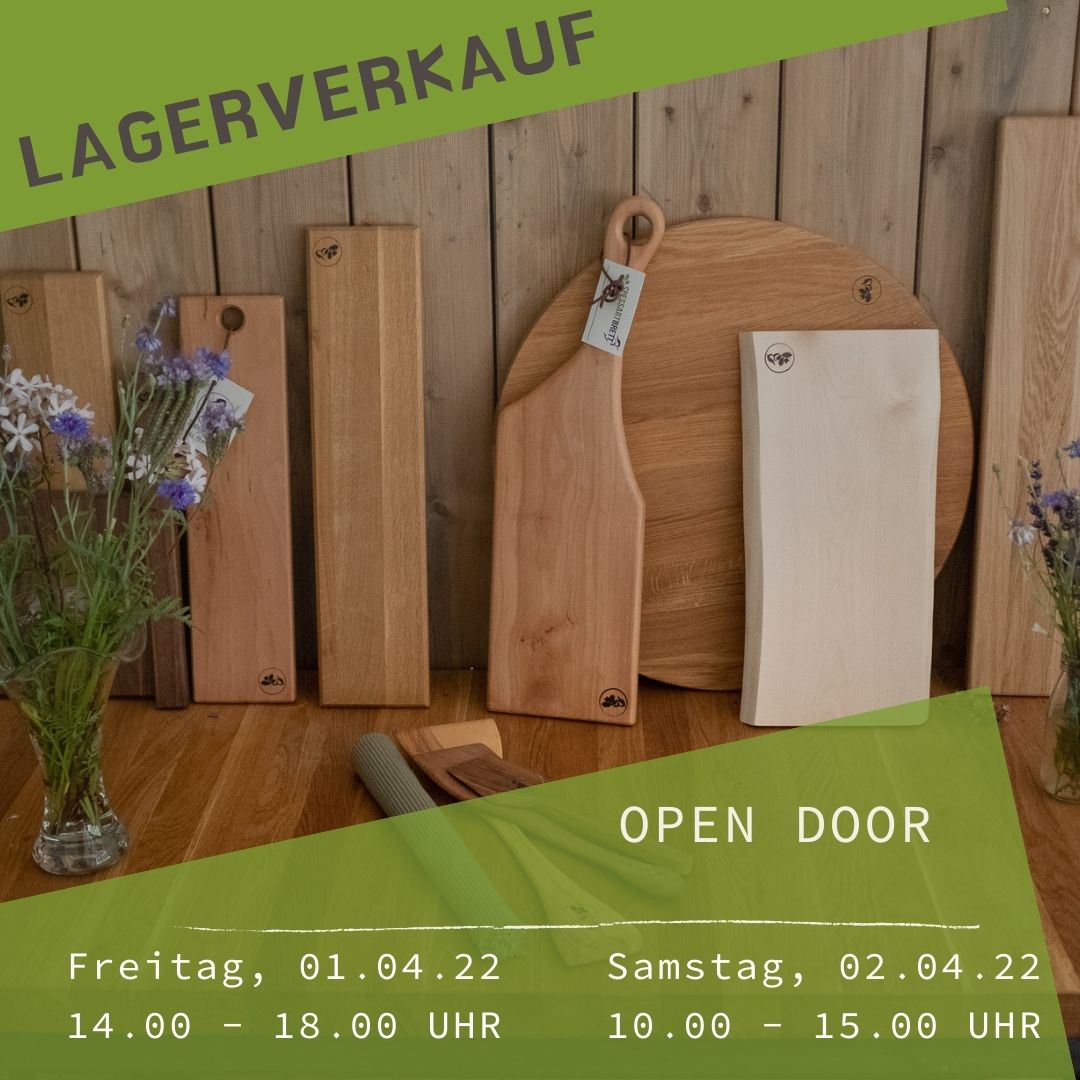 Lagerverkauf Werbung für April 2022 bei der Firma Spessartbrett