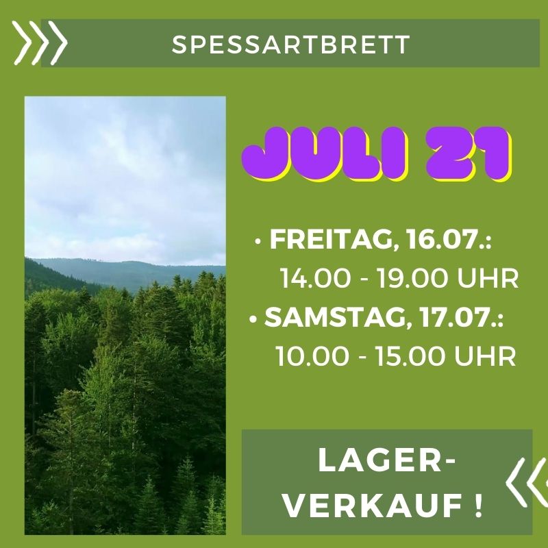 Spessarbrett Lagerverkauf Werbung