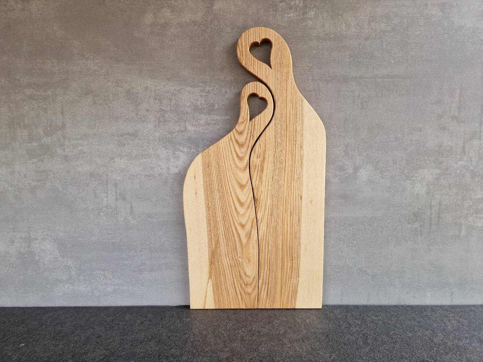 Rückseite Partnerbretter 2-teilig aus massiver Esche.