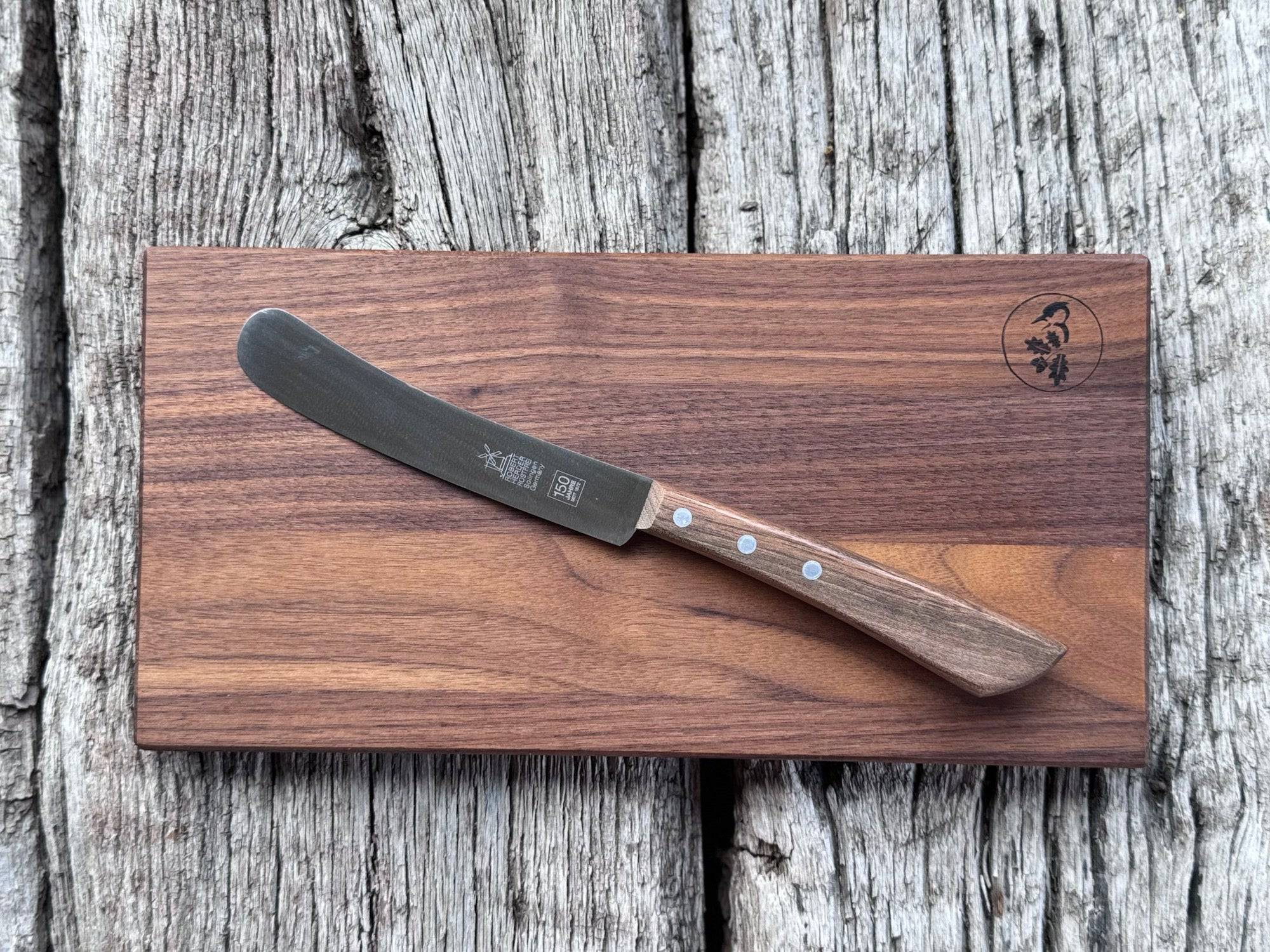 Kombi: Brett und Messer aus Nussbaum - Spessartbrett