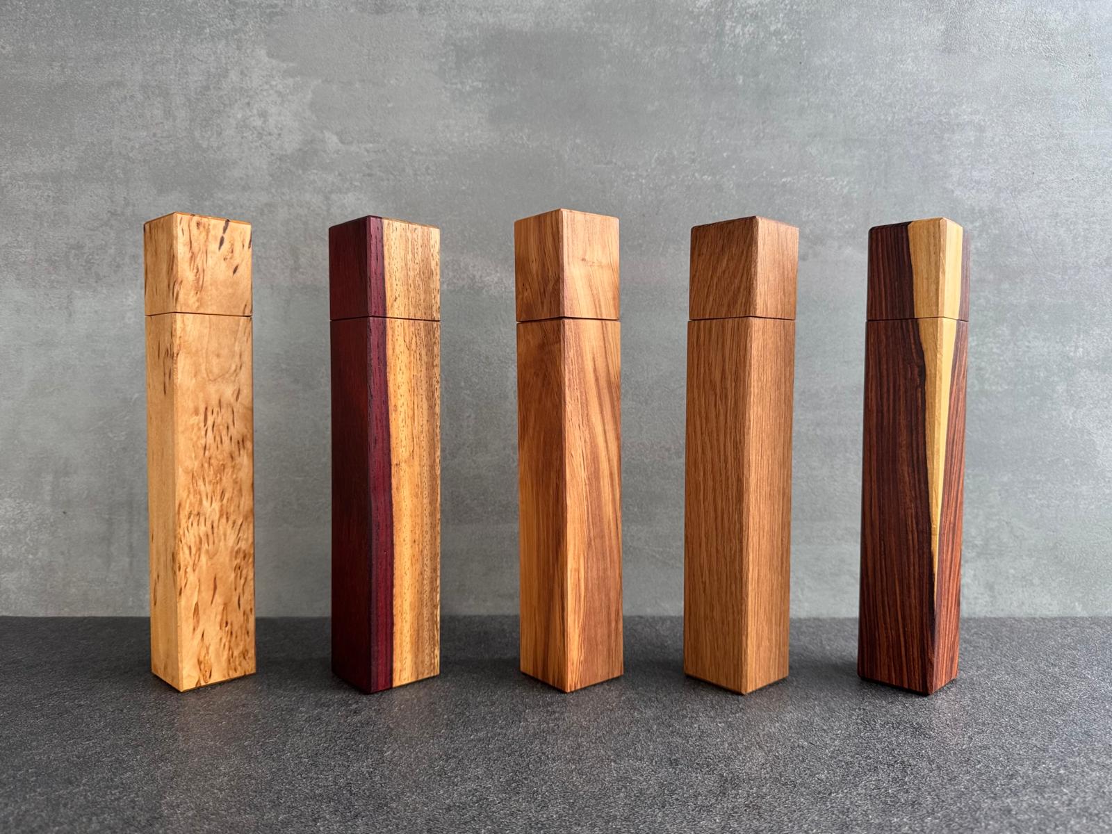 Handgefertigte Salz- & Pfeffermühlen aus edlen Hölzern • 28 cm • Schweizer Präzisions-Schneidwerk für intensiven Geschmack