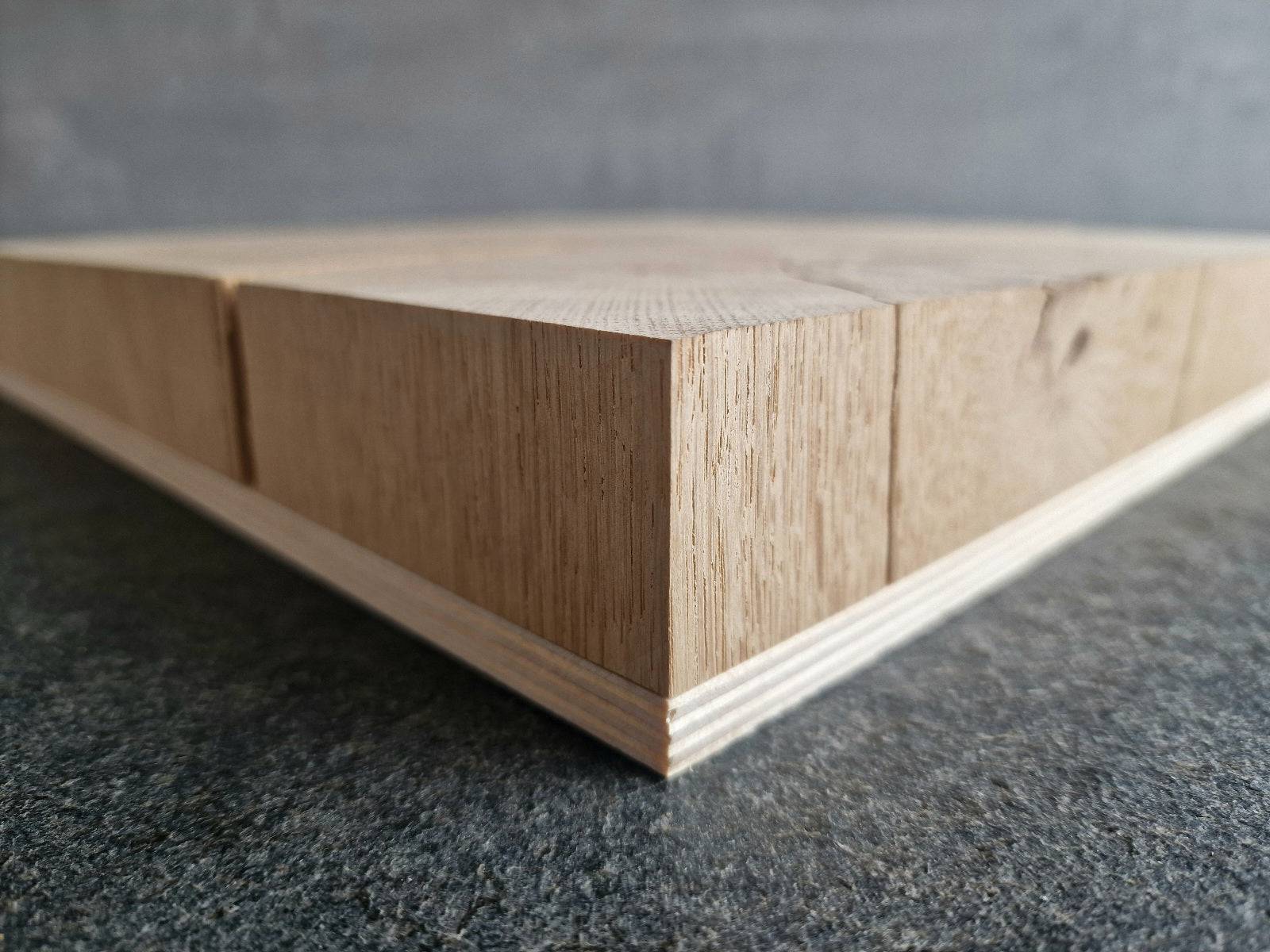 Die Dicke eines Holz Bildes aus einem Stück Eiche Hirnholz