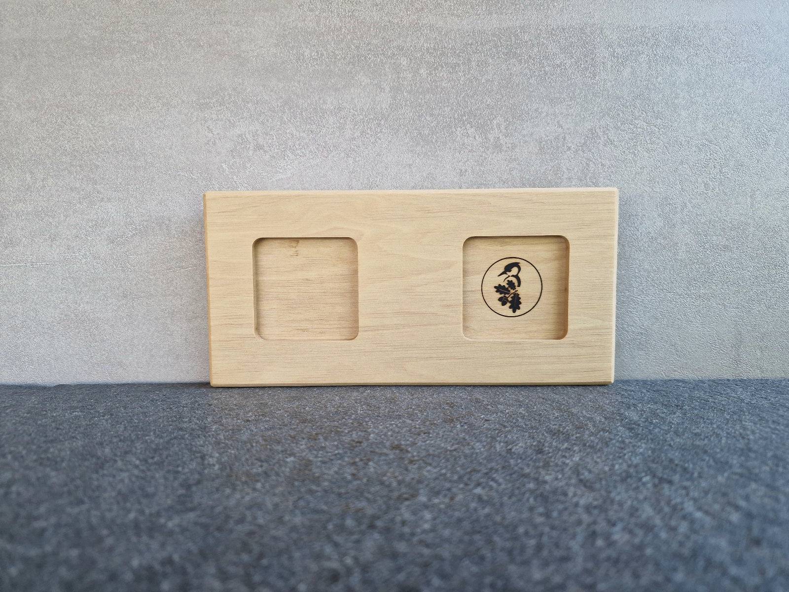 Holz Untersetzer für zwei Mühlen, z.B. Salzmühle und Pfeffermühle aus Hainbuche