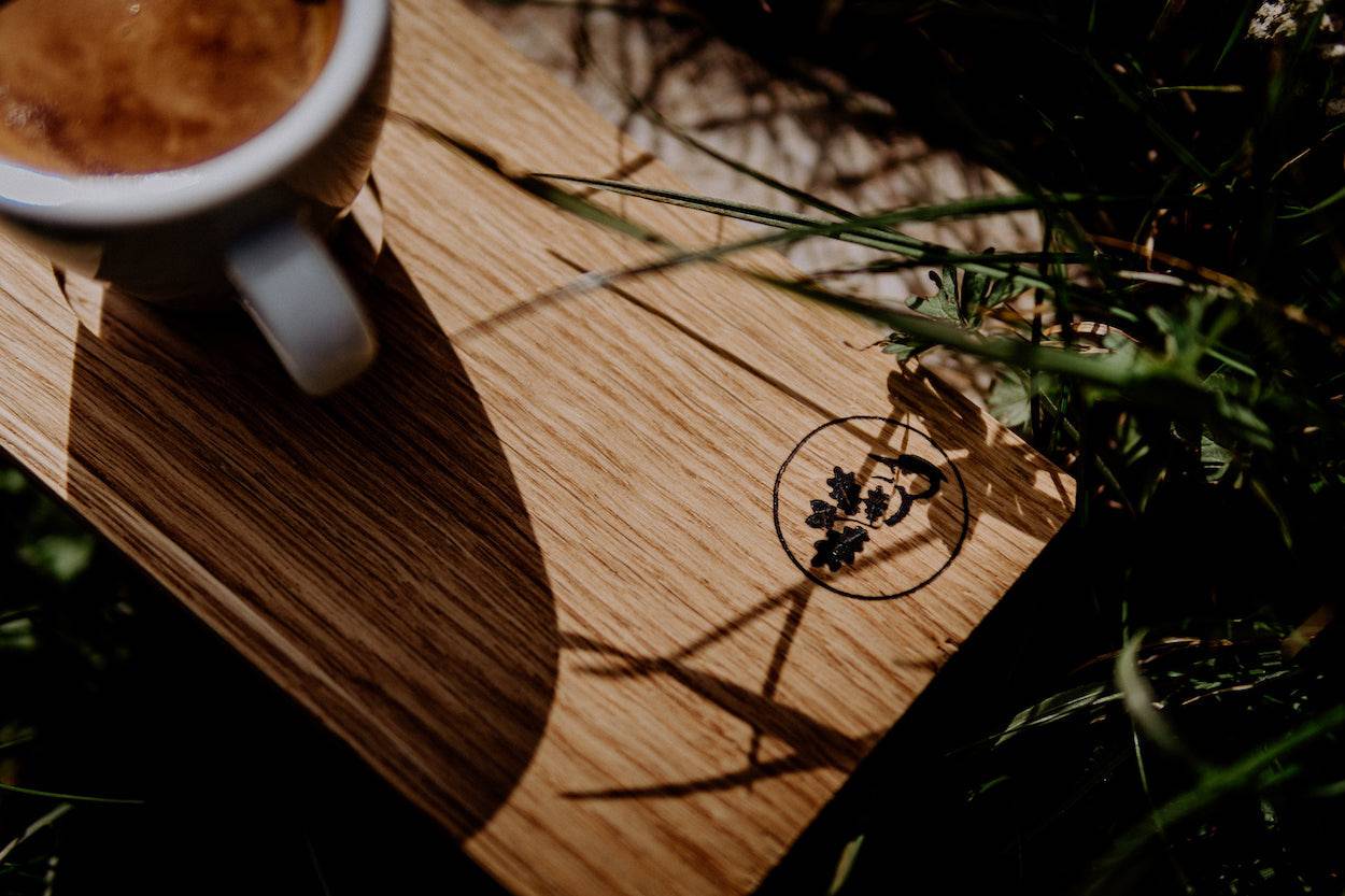 Detailansicht Espressotablett Eiche