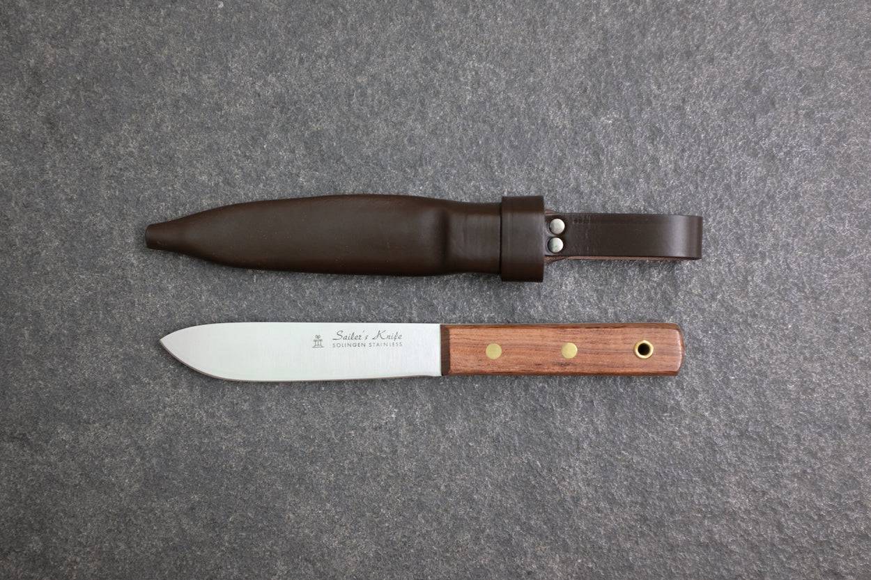 Güde Matrosenmesser mit Lederscheide in dunkelbraun.