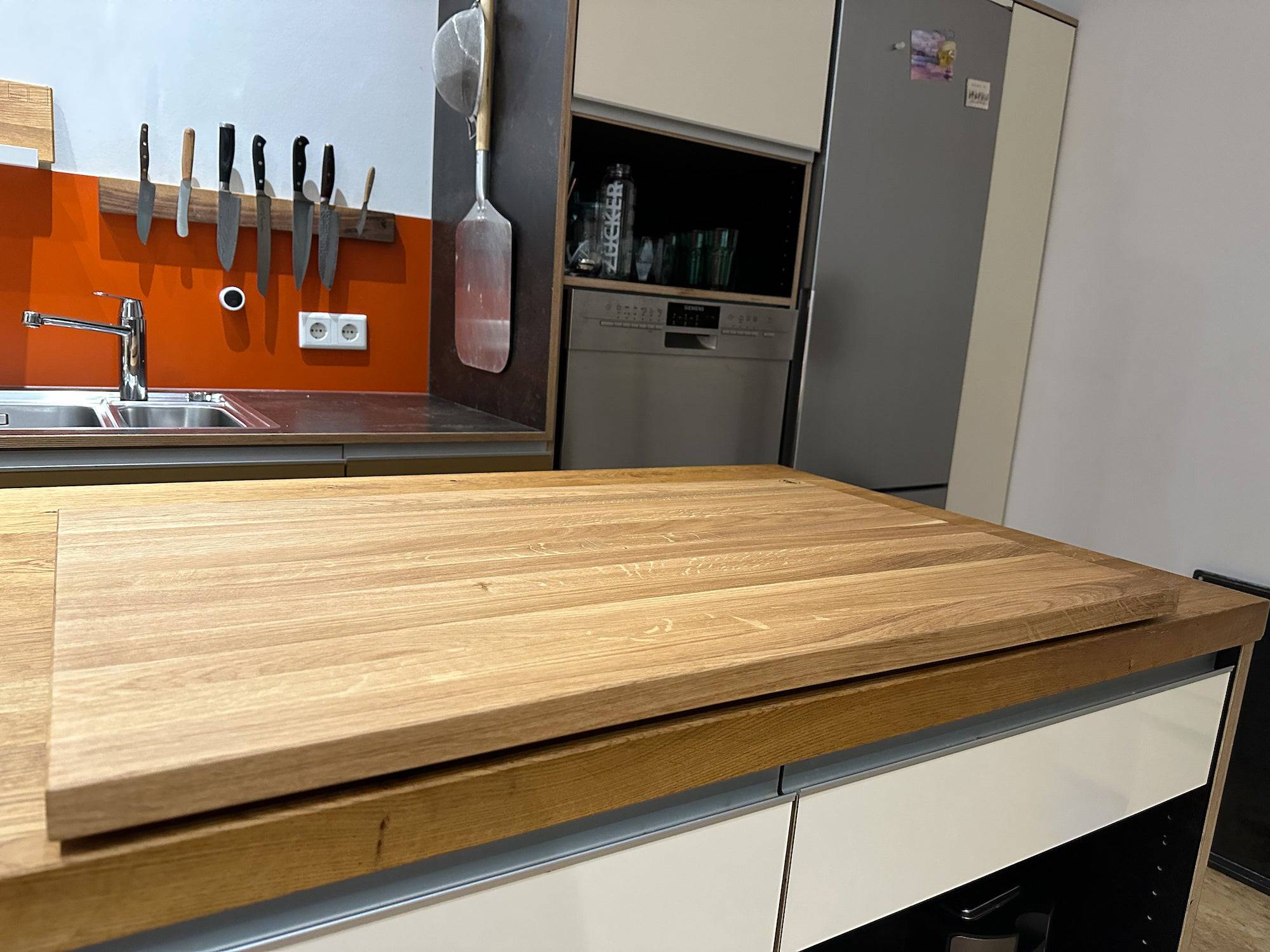 Halbe Ceranfeldabdeckung / Herdabdeckung aus Eiche - Spessartbrett