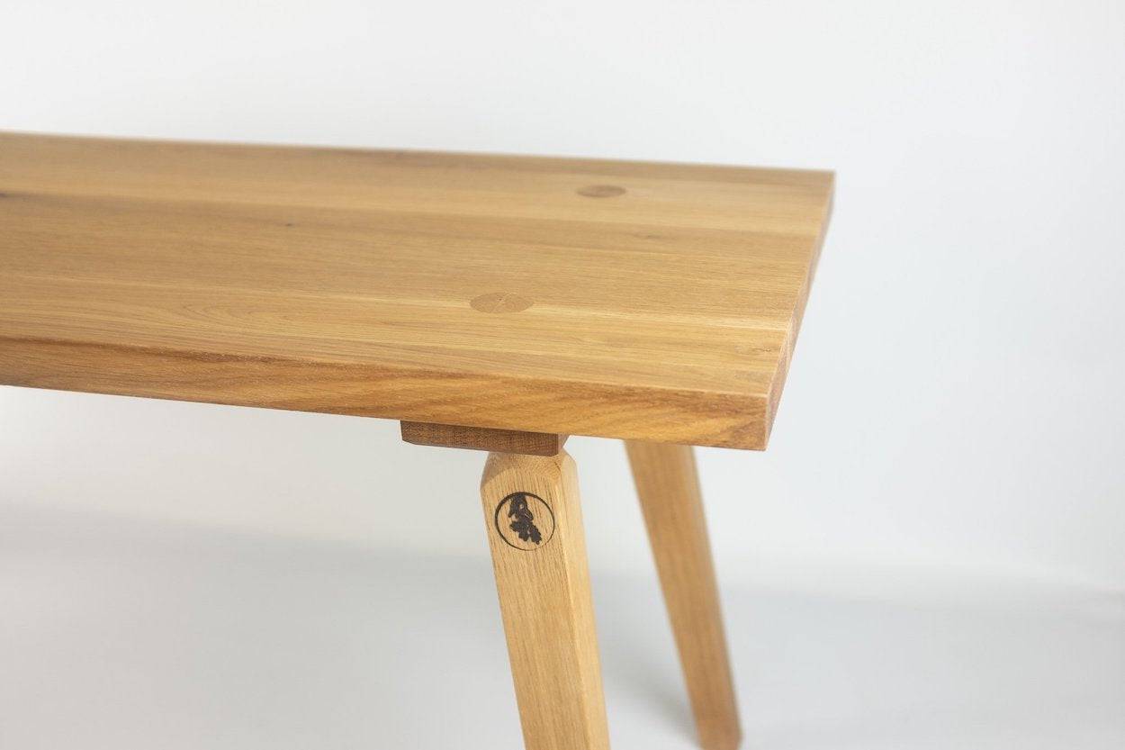 Detailansicht Sitzfläche Bank aus Eiche