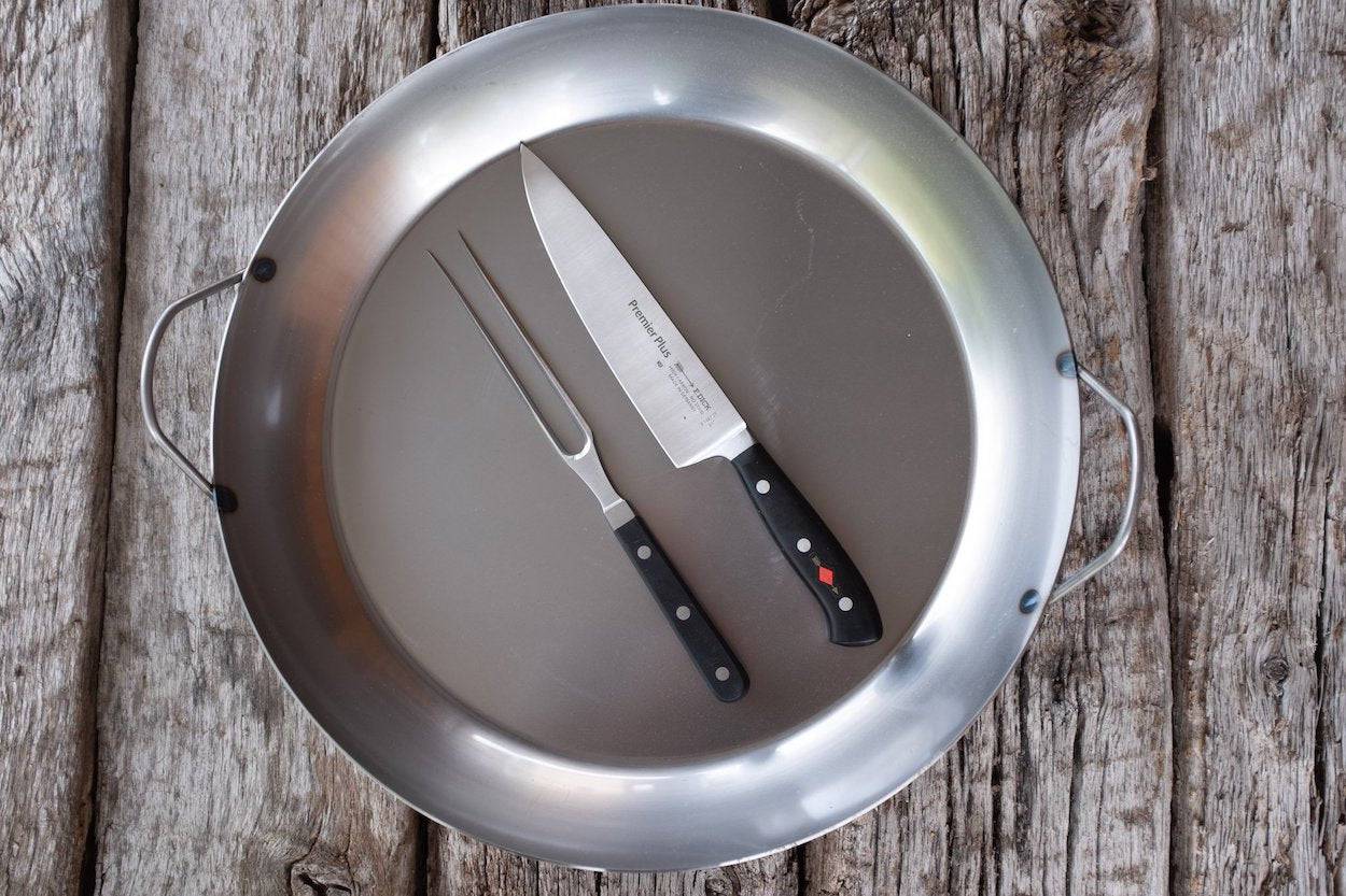 Eisenpfanne hoher Rand mit zwei Griffen 45 cm