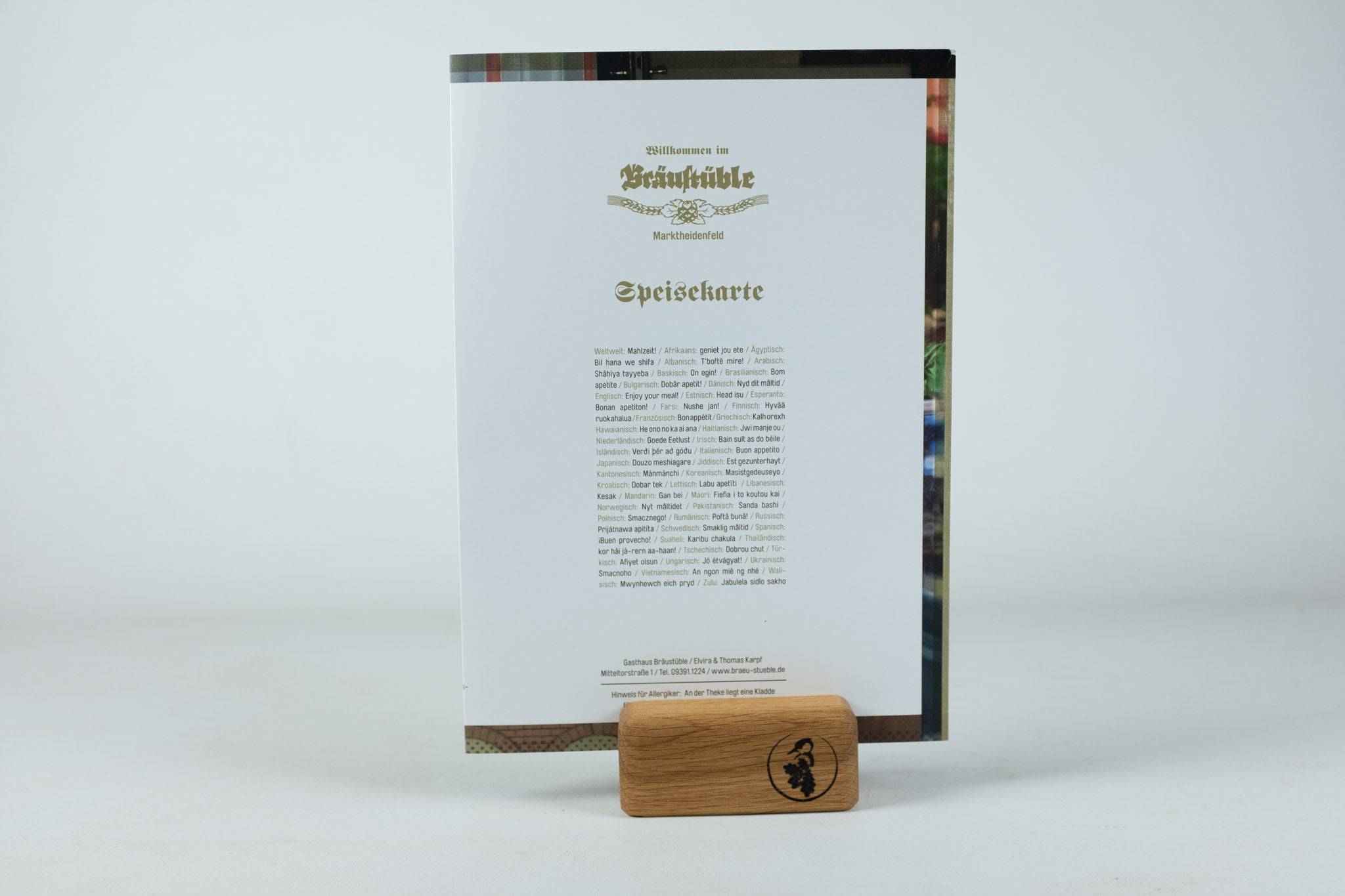 Tischkartenhalter Eiche, quer, runde Kante, Wombach 10 x 6 x 4,5 cm - Spessartbrett