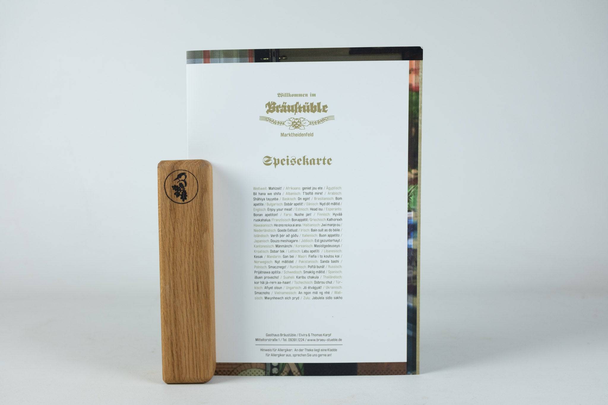 Menükartenhalter Holz massiv Aschenroth - Spessartbrett
