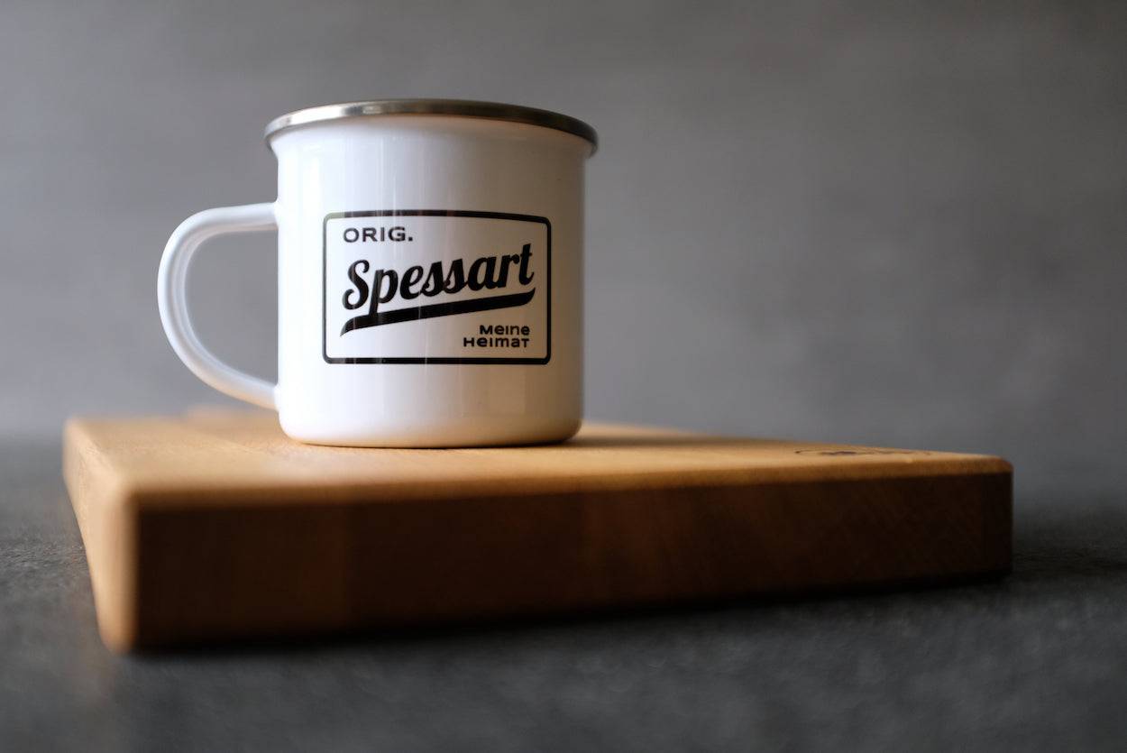 Emaille Tasse "Spessart Meine Heimat" - Spessartbrett