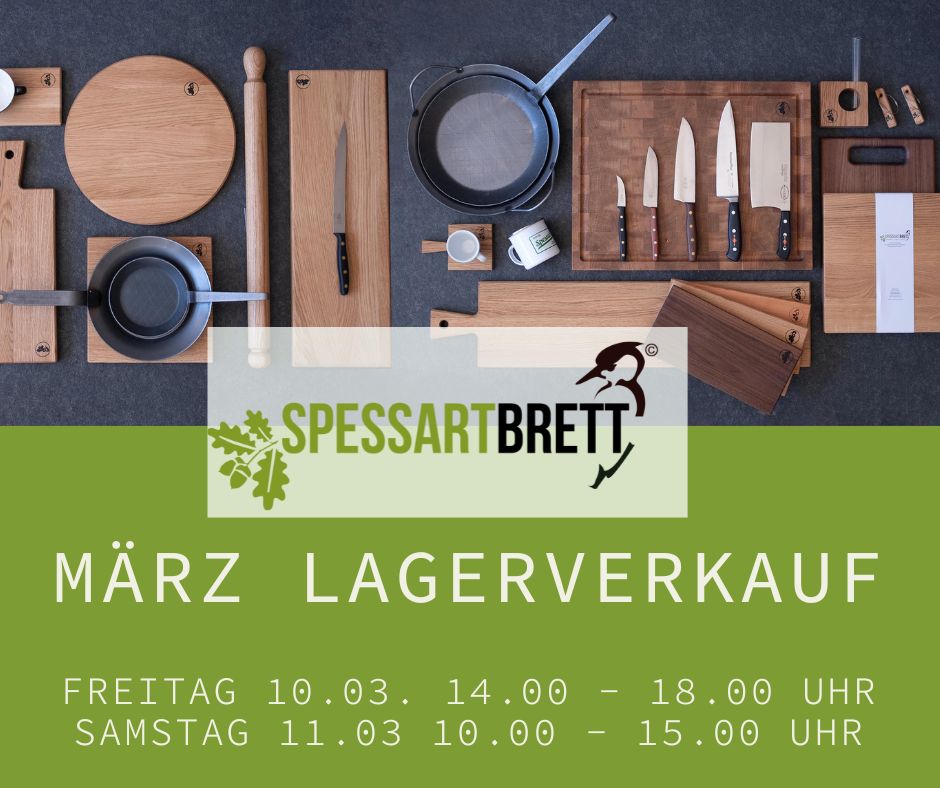 Lagerverkauf Werbebild von Spessartbrett für März 2023