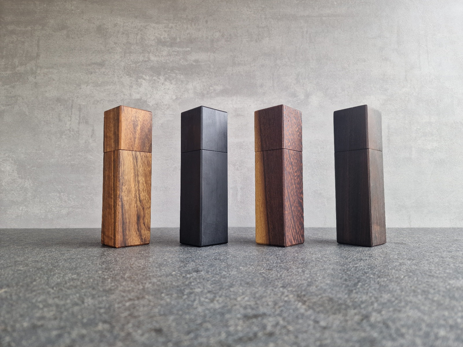 Ovengkol, Ebenholz, Wenge, Ziricote. Premium Mühlen aus Edelhölzern.