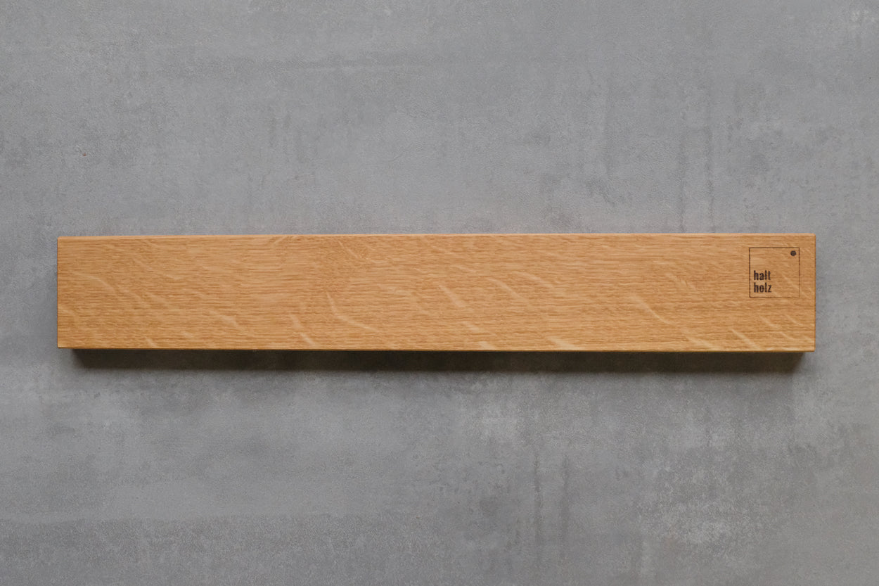 haltholz Wandhalter magnetisch für Messer in schlichtem Design. Eichenholz