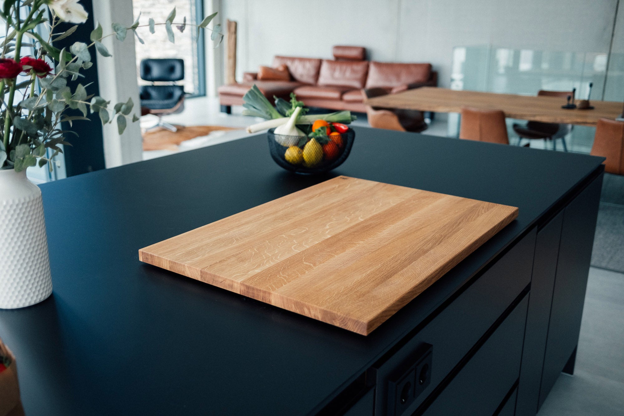 Ceranfeldabdeckung / Herdabdeckung, ohne Anschlagleiste, Eiche - Spessartbrett