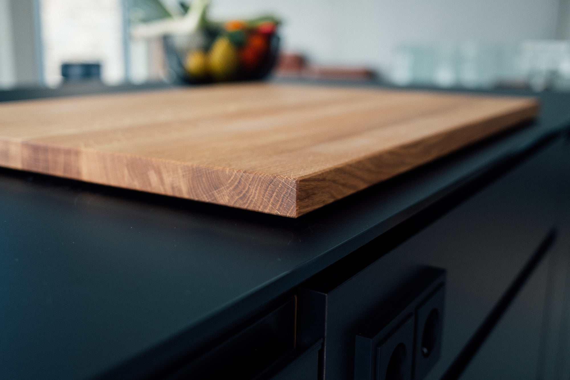 Ceranfeldabdeckung / Herdabdeckung, ohne Anschlagleiste, Eiche - Spessartbrett