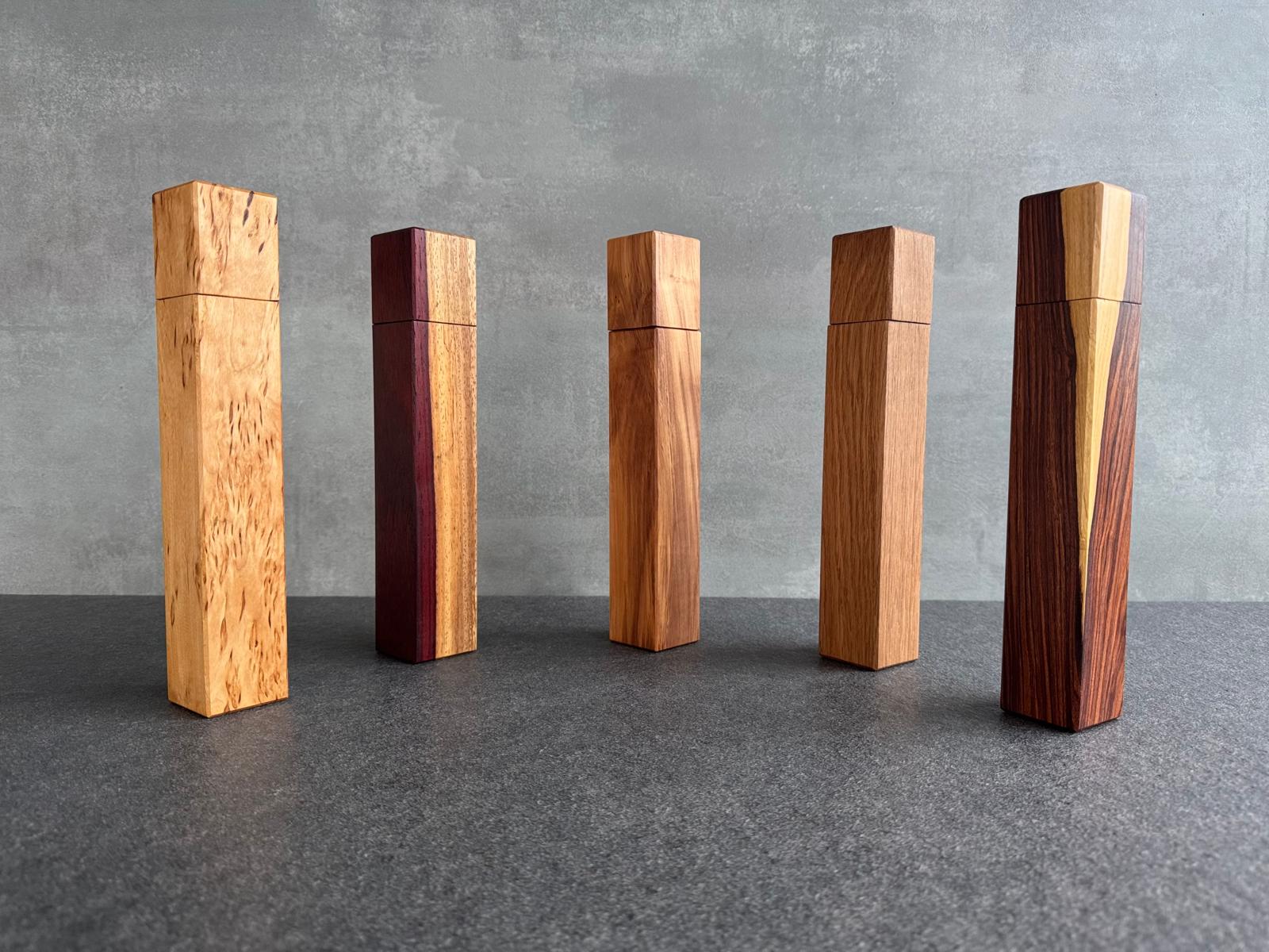 Handgefertigte Salz- & Pfeffermühlen aus edlen Hölzern • 28 cm • Schweizer Präzisions-Schneidwerk für intensiven Geschmack