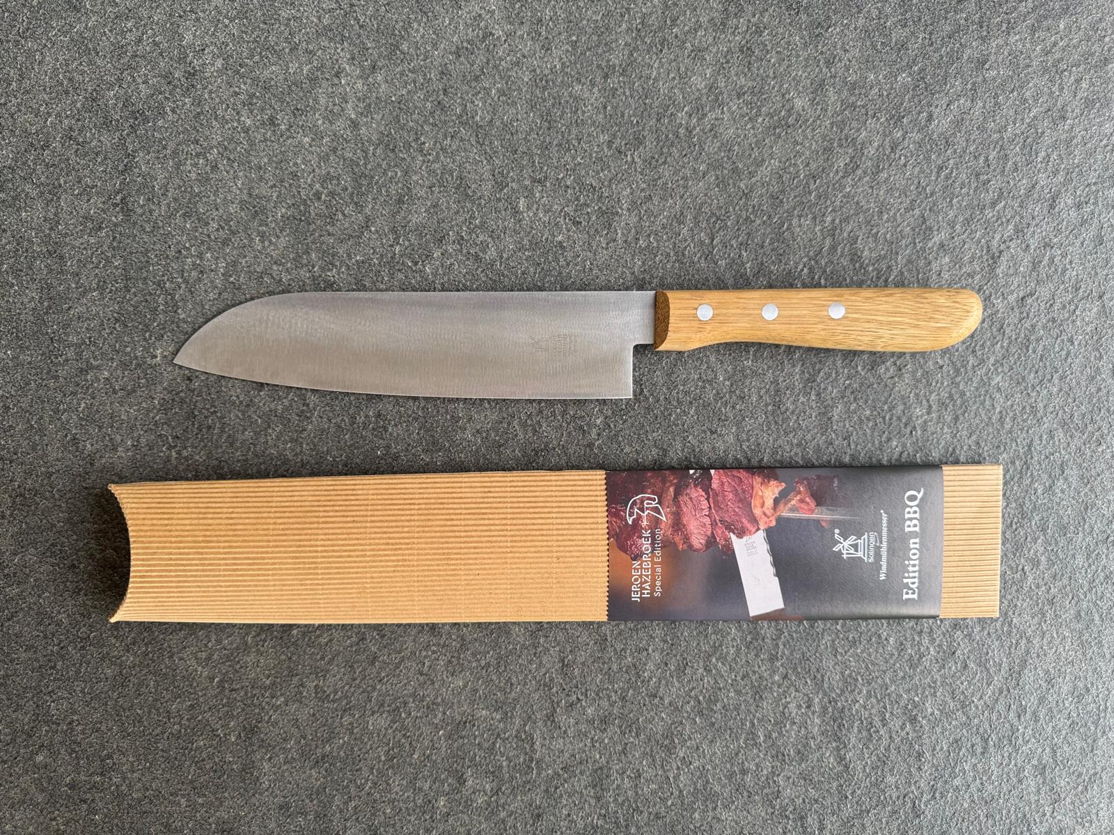 Windmühlenmesser Santoku Griff Eiche Klinge 21 cm. Edition BBQ